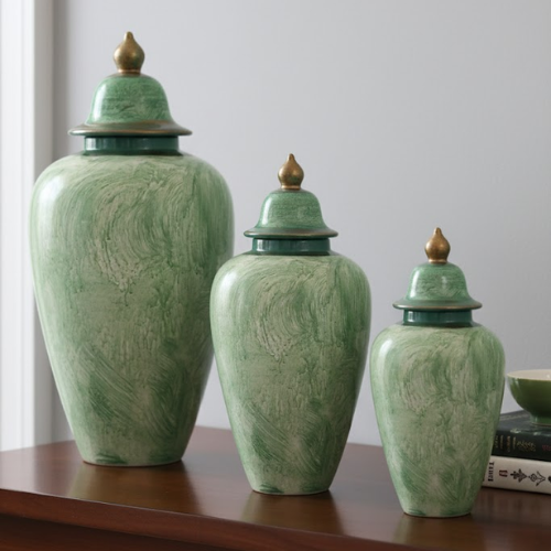 VASE LIGHT GREEN JAR TYPE