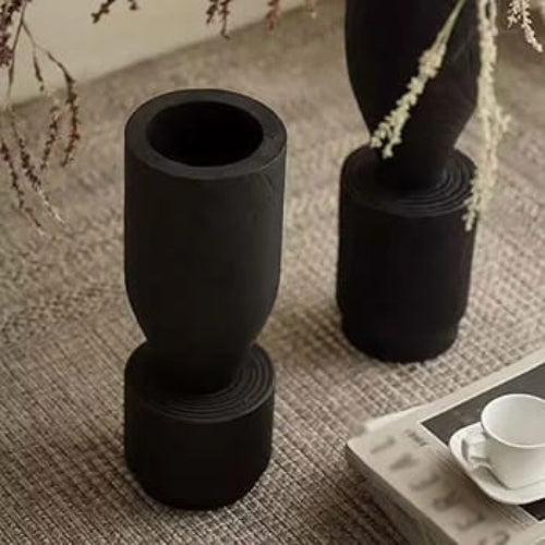 BLACK WOODEN VASE