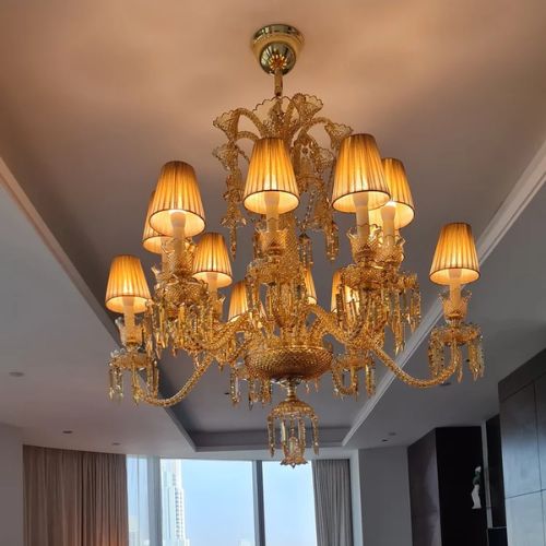 CRYSTAL CHANDELIER W/ CHROME METAL 12LIGHTS