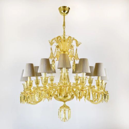 CRYSTAL CHANDELIER W/ CHROME METAL 12LIGHTS