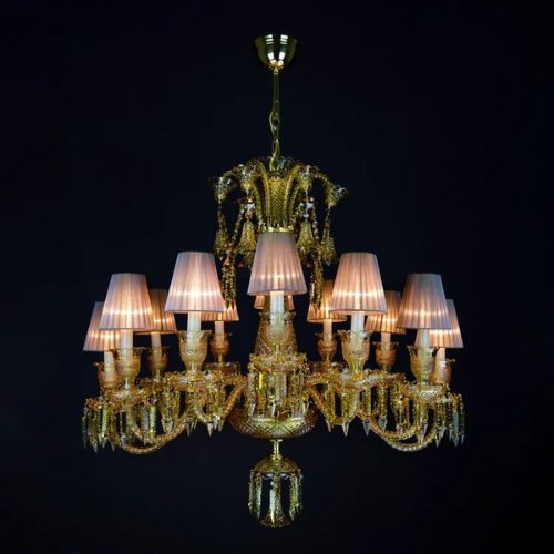 CRYSTAL CHANDELIER W/ CHROME METAL 12LIGHTS