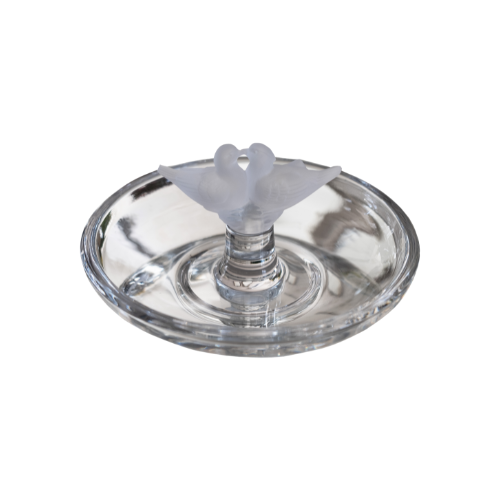 CRYSTAL PLATE NUTS PLATE CLEAR LOVE BIRDS