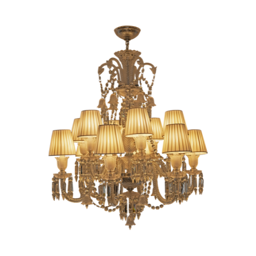 CRYSTAL CHANDELIER W/ CHROME METAL 12LIGHTS