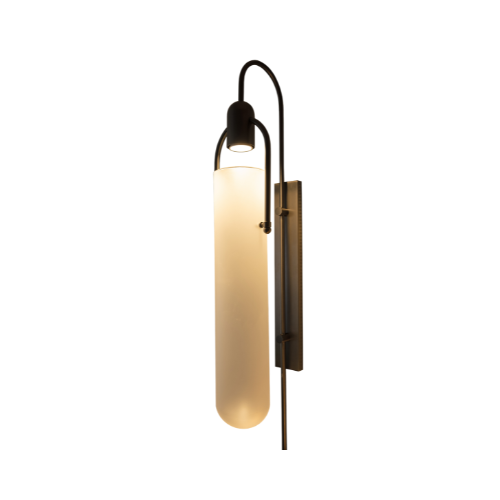 WALL LAMP BRUSHED BLACK STAINLESS STEEL + GLASS