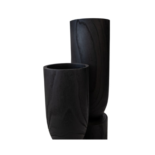 BLACK WOODEN VASE