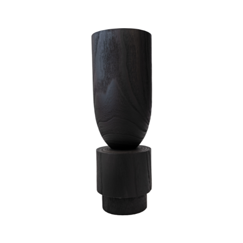 BLACK WOODEN VASE