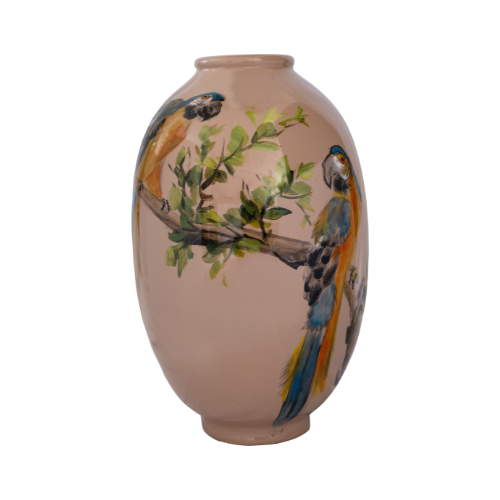VASE PINK JAR WITH DESIGN
