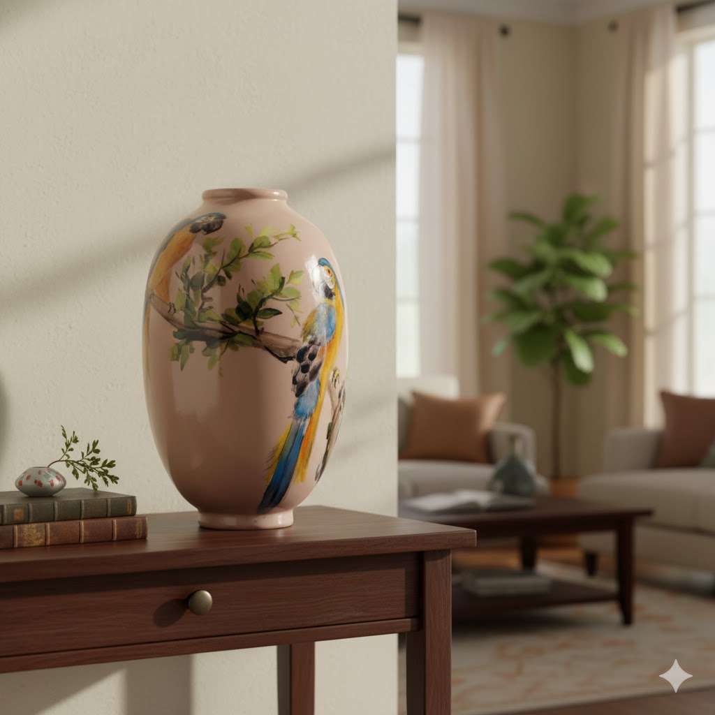 VASE PINK JAR WITH DESIGN